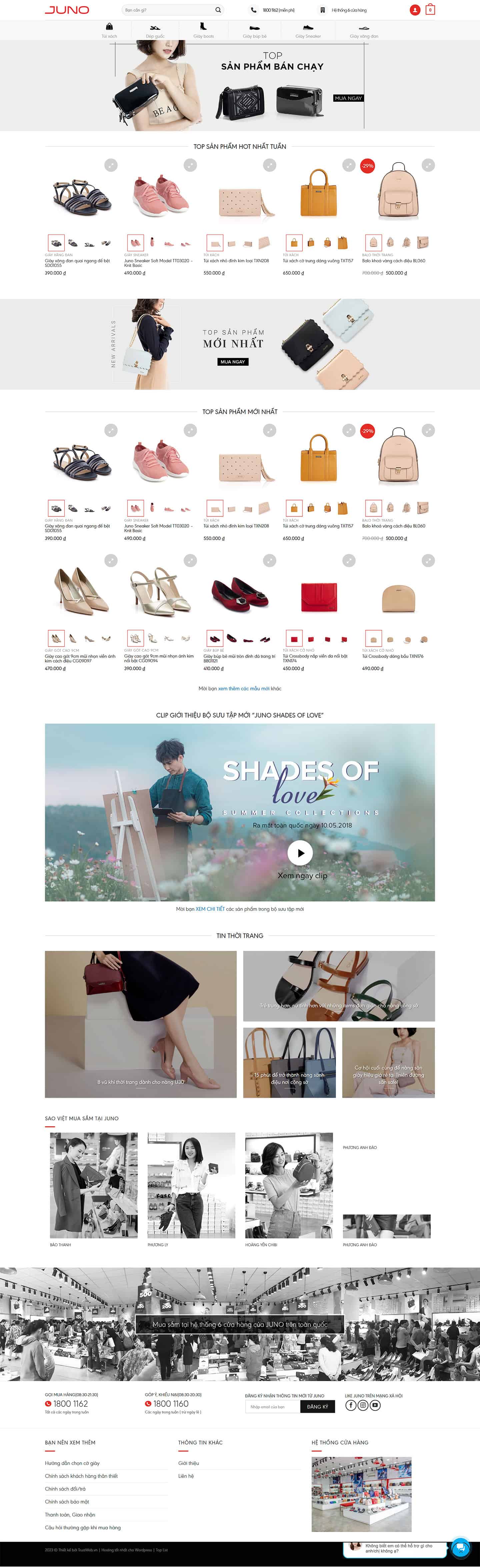 Theme bán giày dép thời trang giống Juno 2