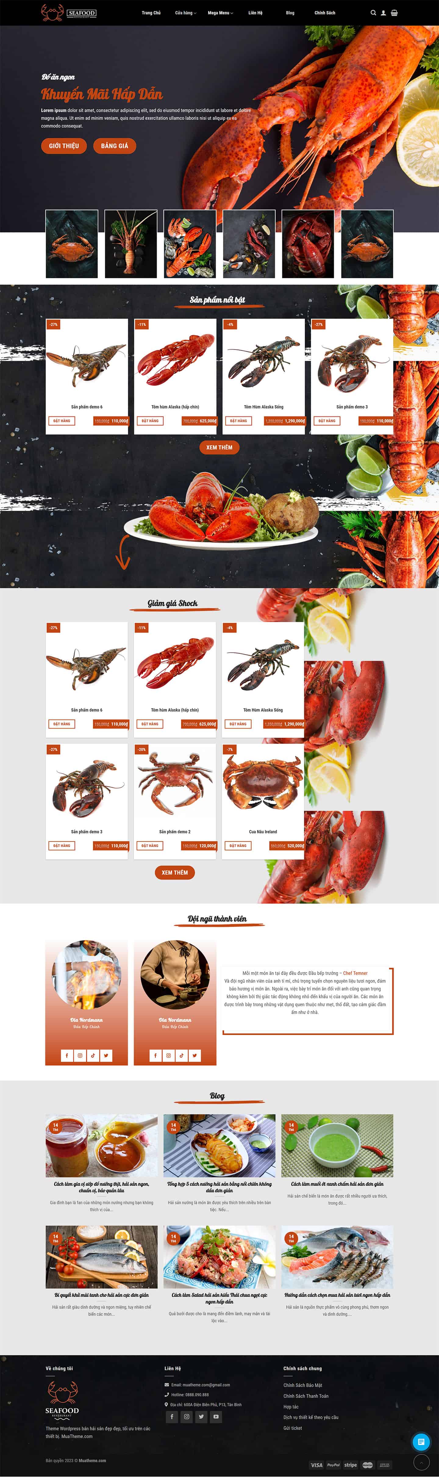 Theme bán hải sản cao cấp mẫu số 3 2 Theme bán hải sản cao cấp mẫu số 3 2