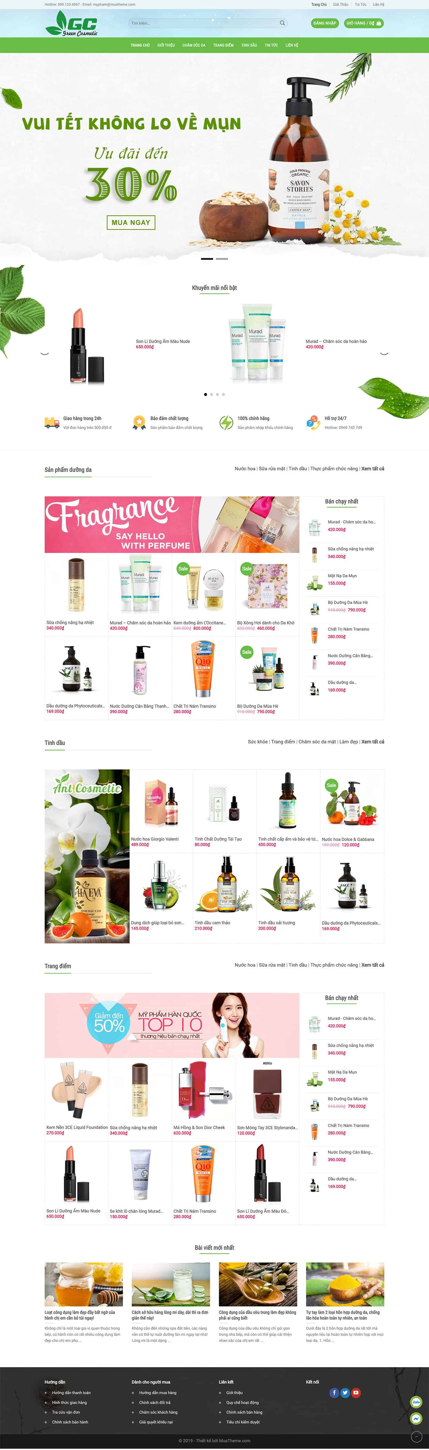 Theme bán hàng mỹ phẩm mẫu số 13 – Green Cosmetic 2 Theme bán hàng mỹ phẩm mẫu số 13 – Green Cosmetic 2