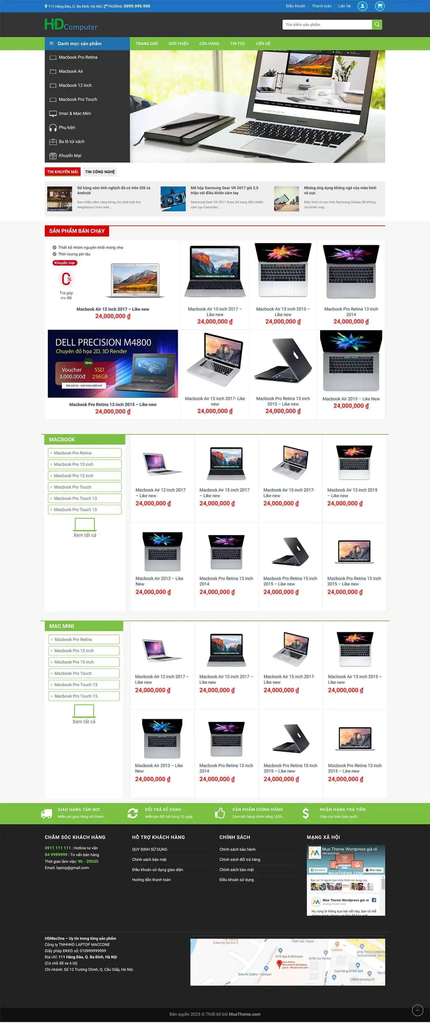 Theme bán laptop giống MacOne.vn 2