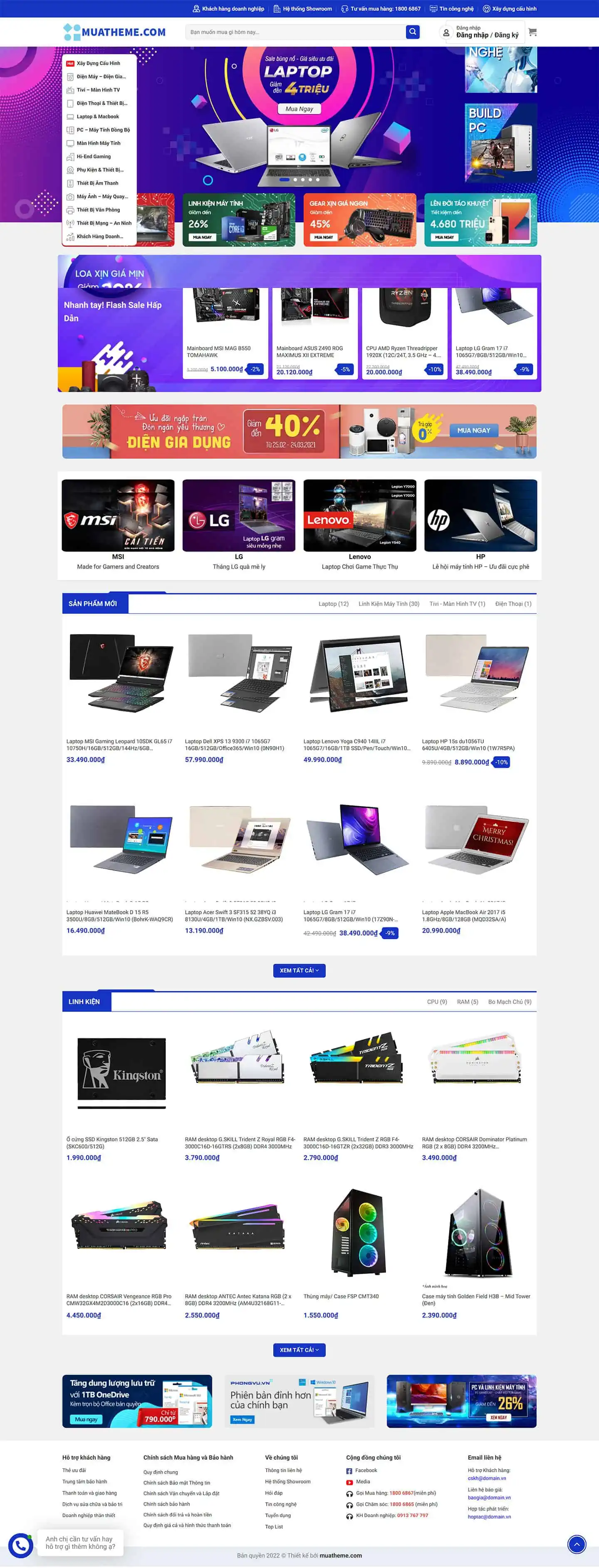 Theme bán laptop, máy tính mẫu số 3 2