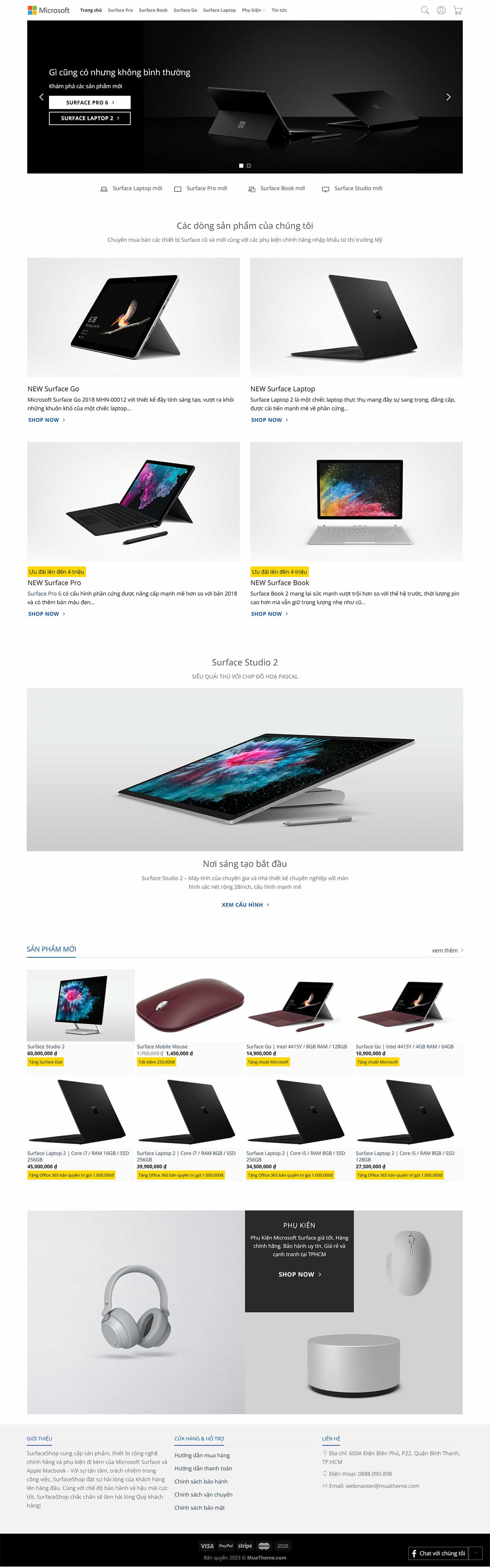 Theme bán laptop và phụ kiện giống Surface Store 2 Theme bán laptop và phụ kiện giống Surface Store 2