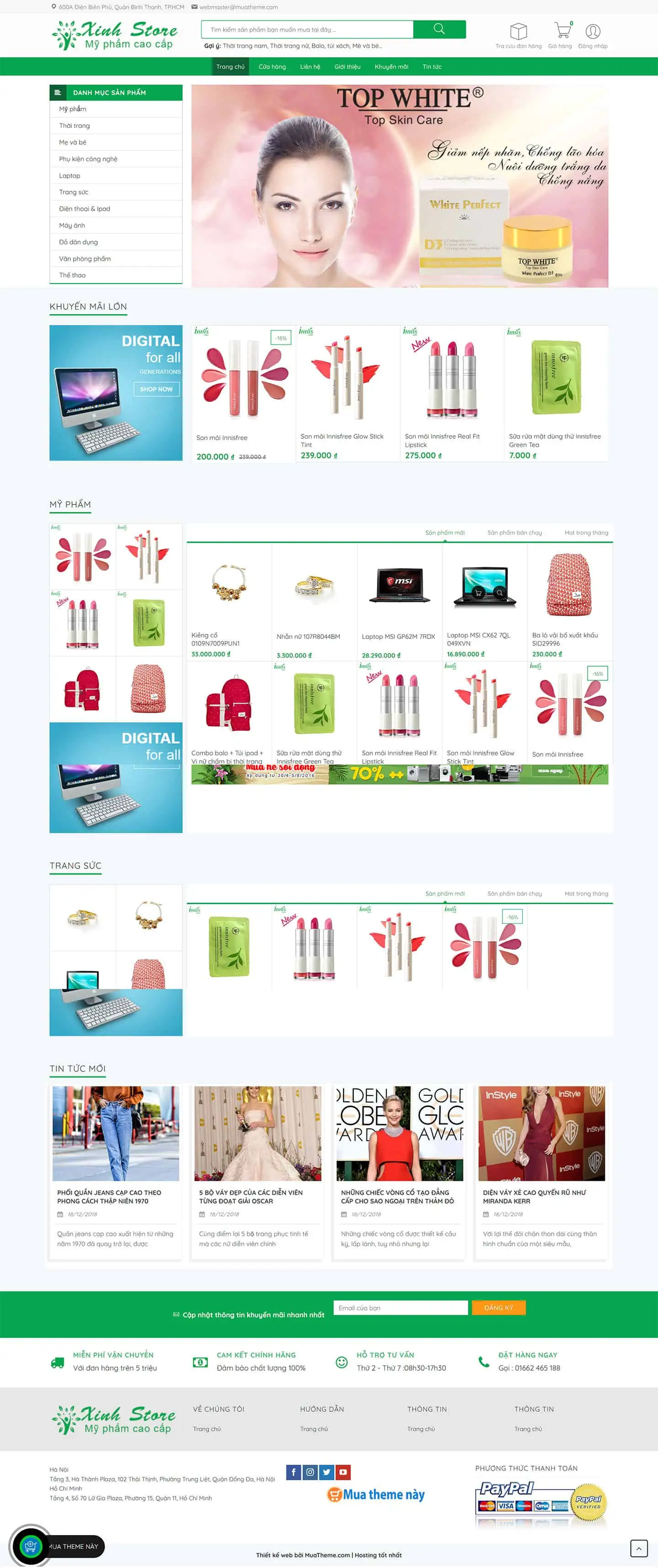 Theme bán mỹ phẩm, thực phẩm chức năng XinhStore 2