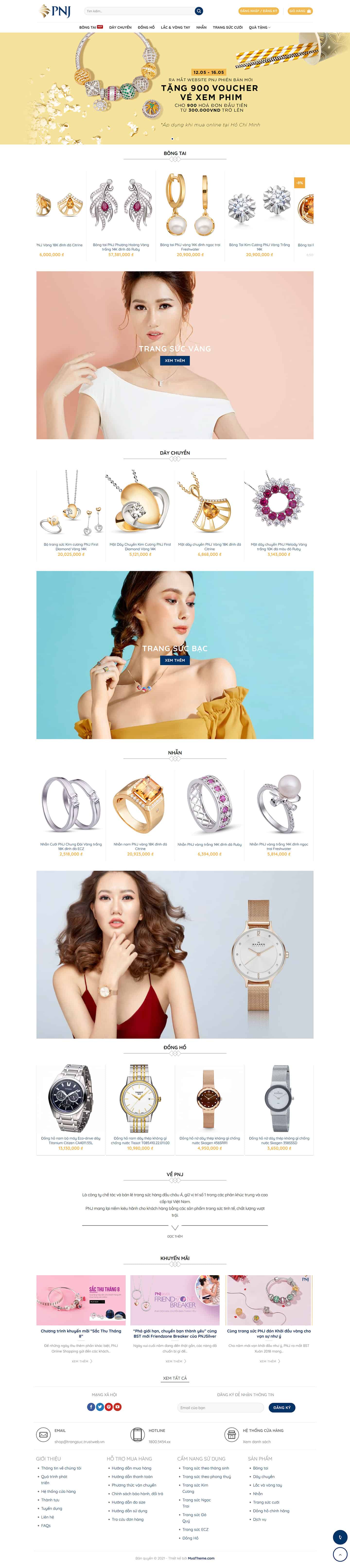 Theme bán trang sức, nữ trang, đồng hồ giống PNJ 2 Theme bán trang sức, nữ trang, đồng hồ giống PNJ 2