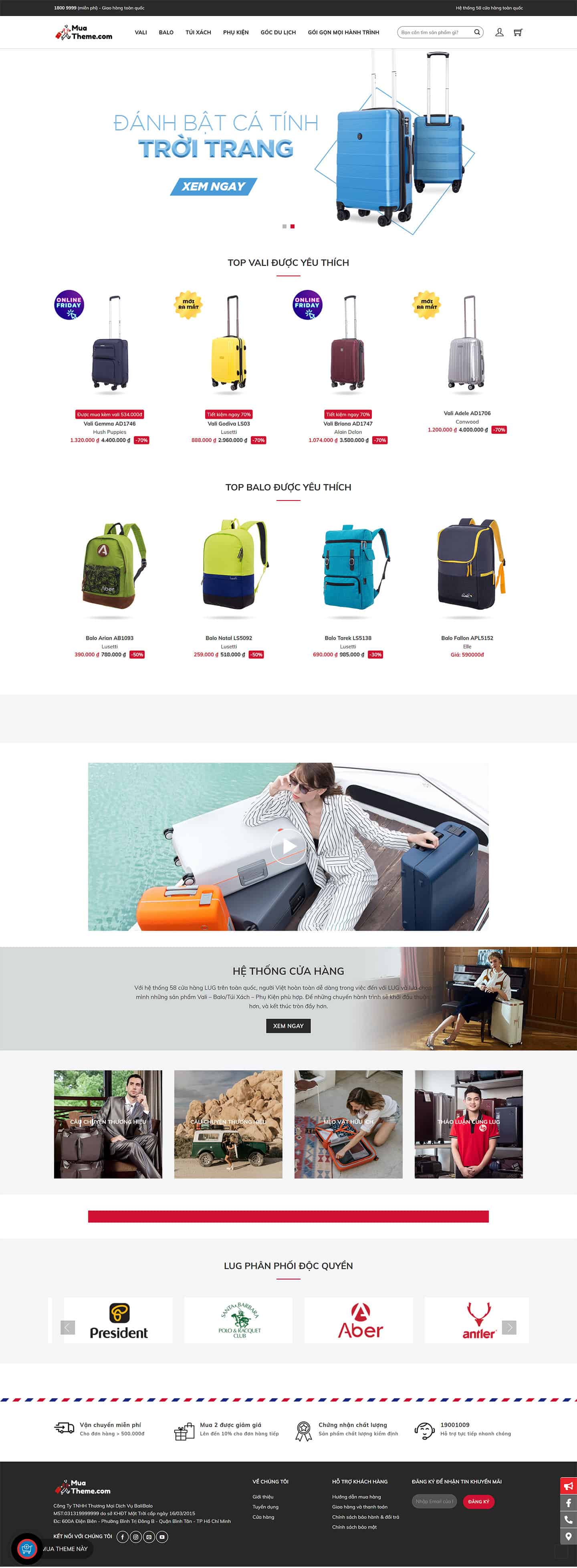 Theme bán vali, balo giống Lug 2