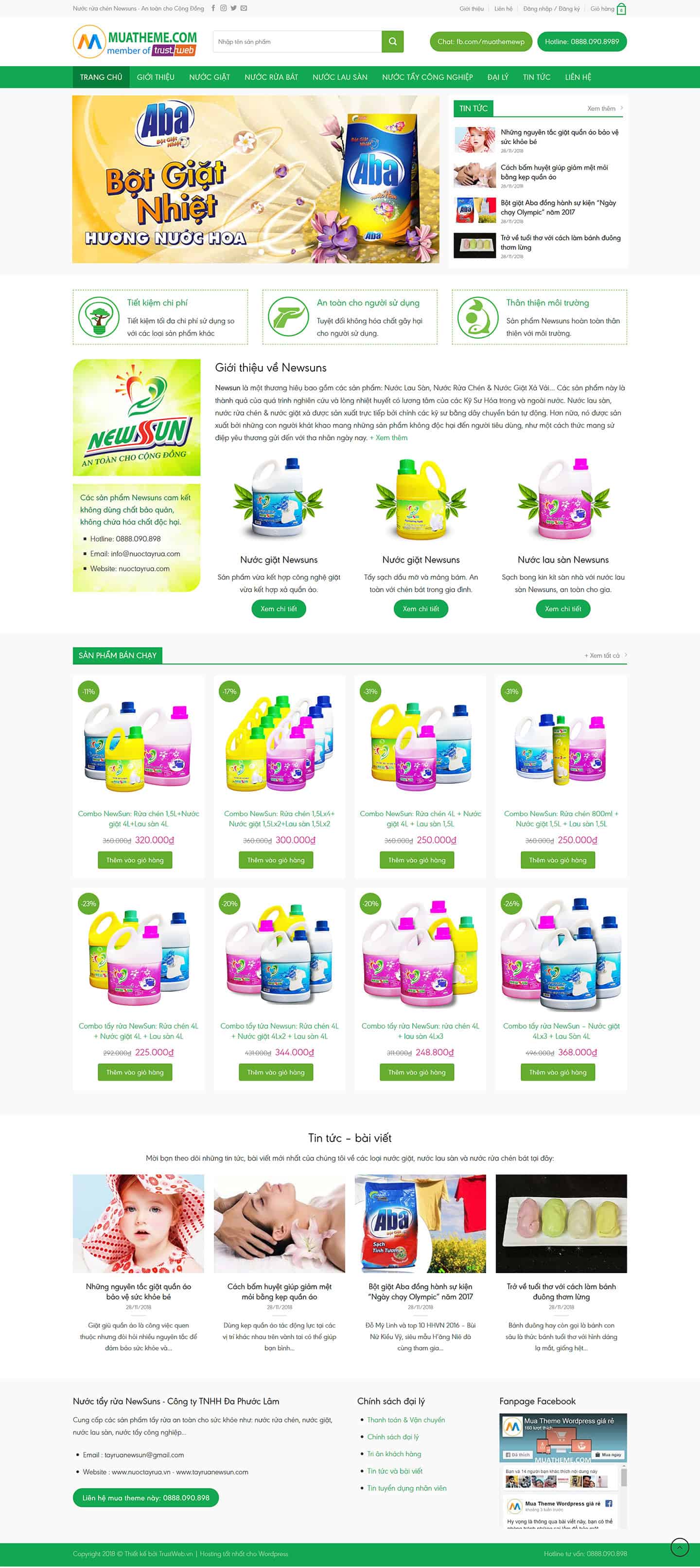 Theme bán nước giặt, bột giặt, hóa mỹ phẩm – VietSuns 2