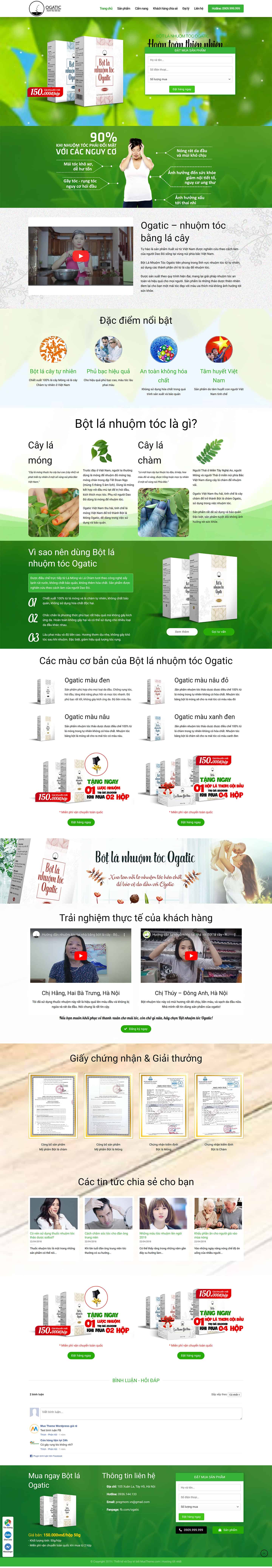 Landing page giới thiệu bột nhuộm tóc Ogatic 2 Landing page giới thiệu bột nhuộm tóc Ogatic 2