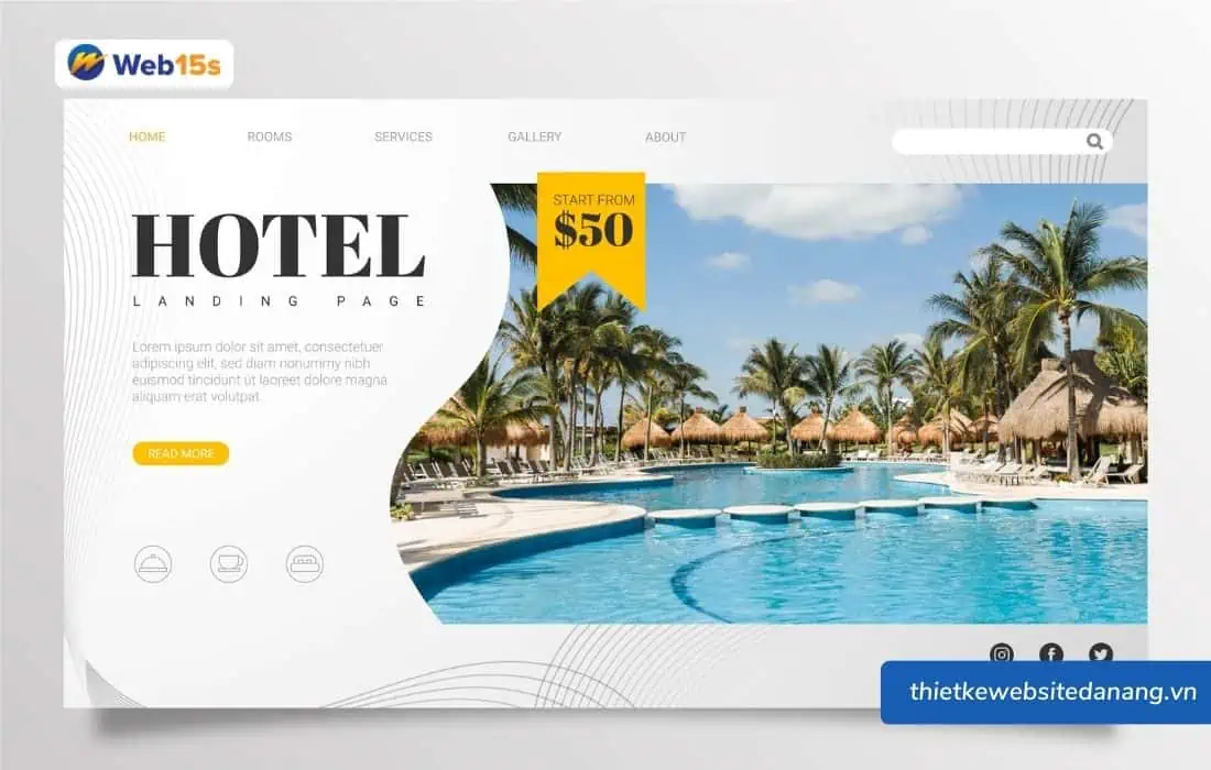 Mẫu website khách sạn đơn giản và sang trọng.